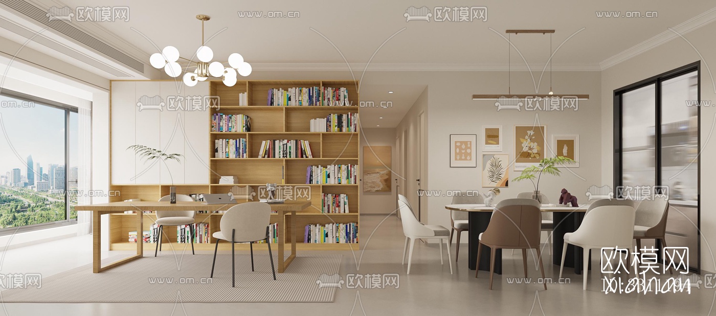 现代客餐厅效果图下载（渲染图3）