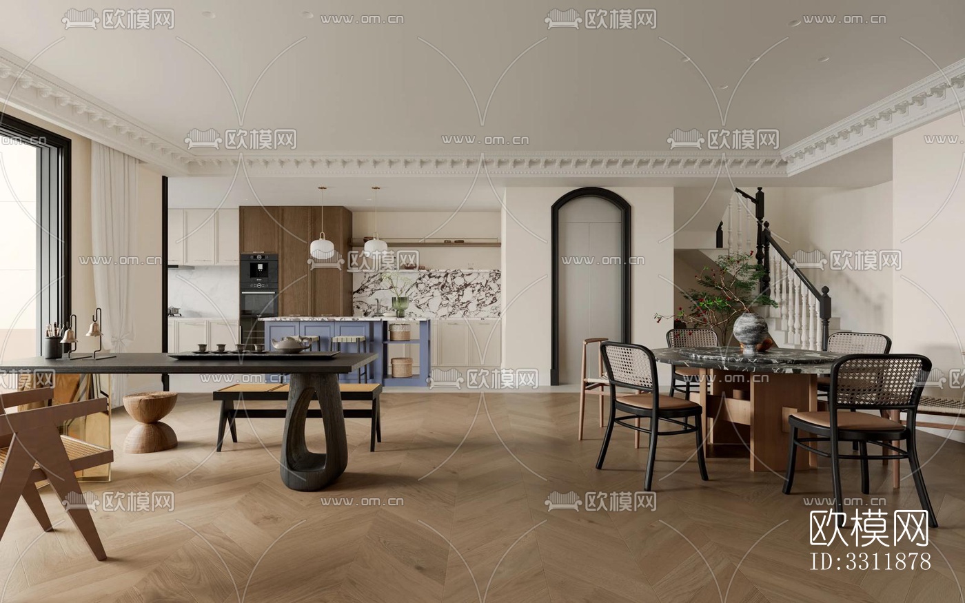 现代客餐厅效果图下载（渲染图8）
