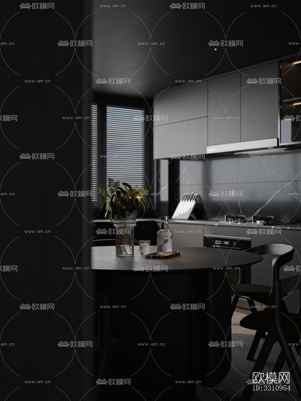 现代客餐厅效果图下载（渲染图3）