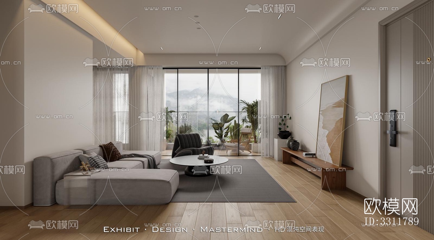 现代客餐厅效果图下载（渲染图1）