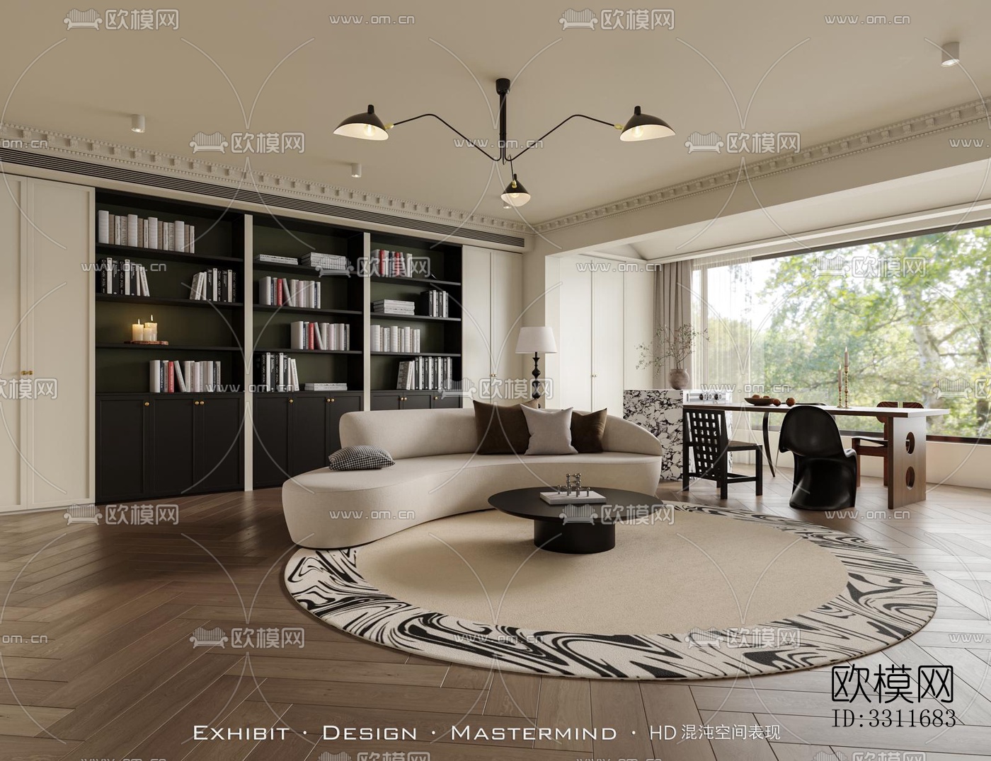 现代客餐厅效果图下载（渲染图6）