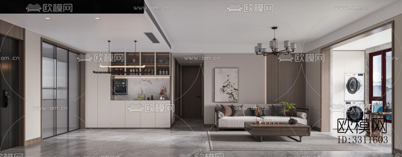 现代客餐厅效果图下载（渲染图7）