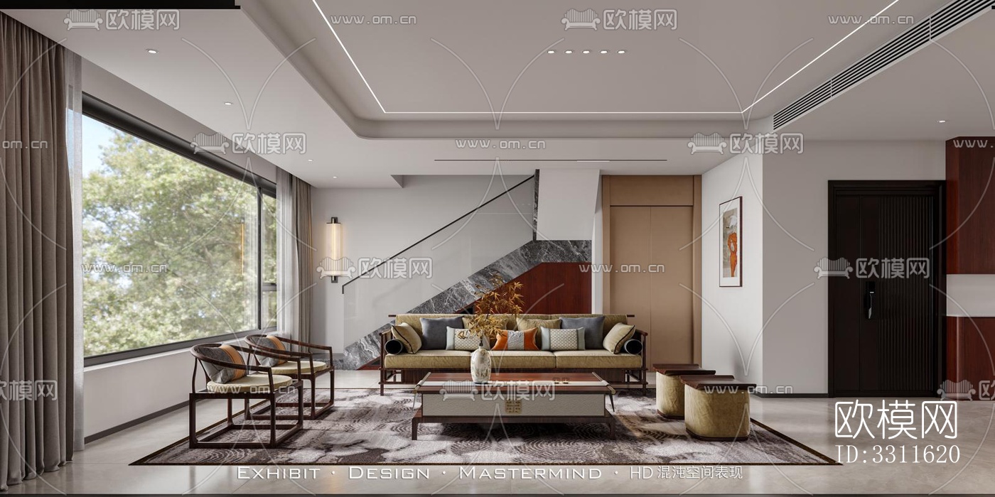 现代客餐厅效果图下载（渲染图3）