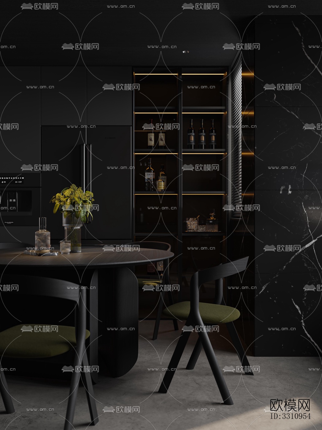 现代客餐厅效果图下载（渲染图5）