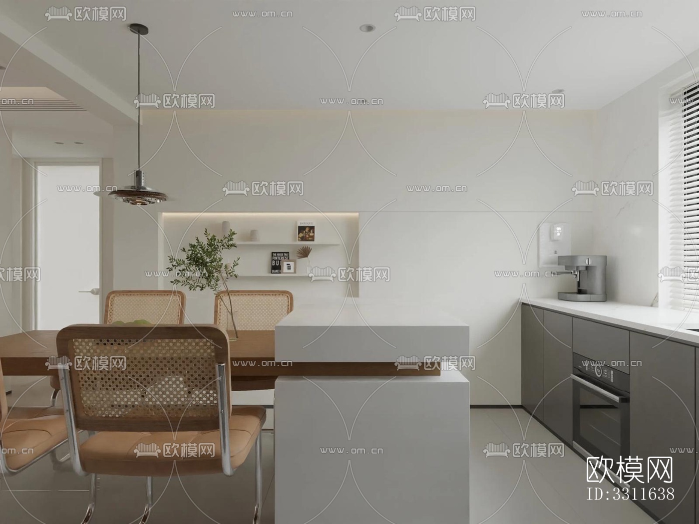 现代客餐厅效果图下载（渲染图1）