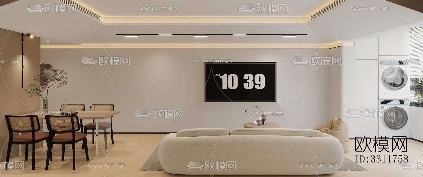 现代客餐厅效果图下载（渲染图1）