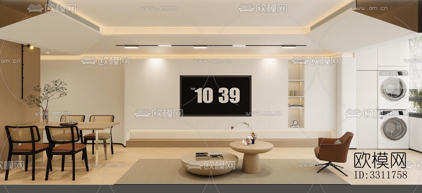 现代客餐厅效果图下载（渲染图2）