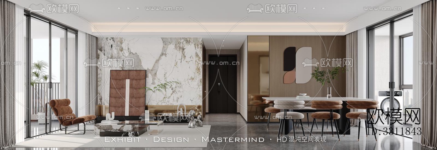 现代客餐厅效果图下载（渲染图5）