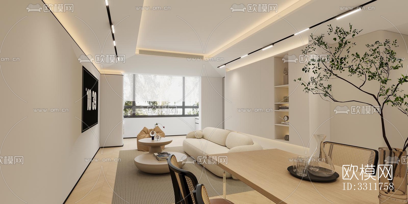 现代客餐厅效果图下载（渲染图5）