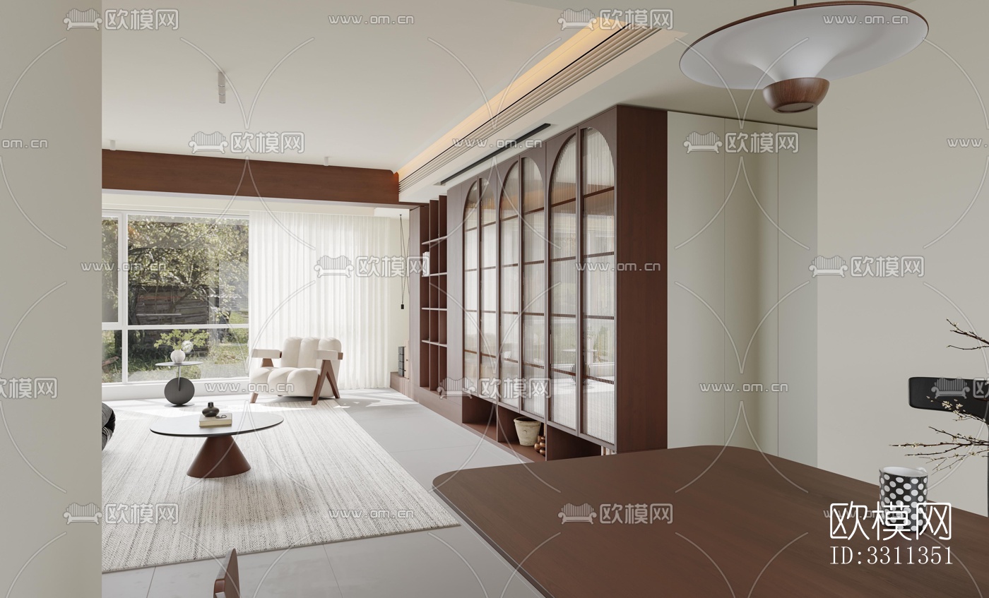 现代客餐厅效果图下载（渲染图5）