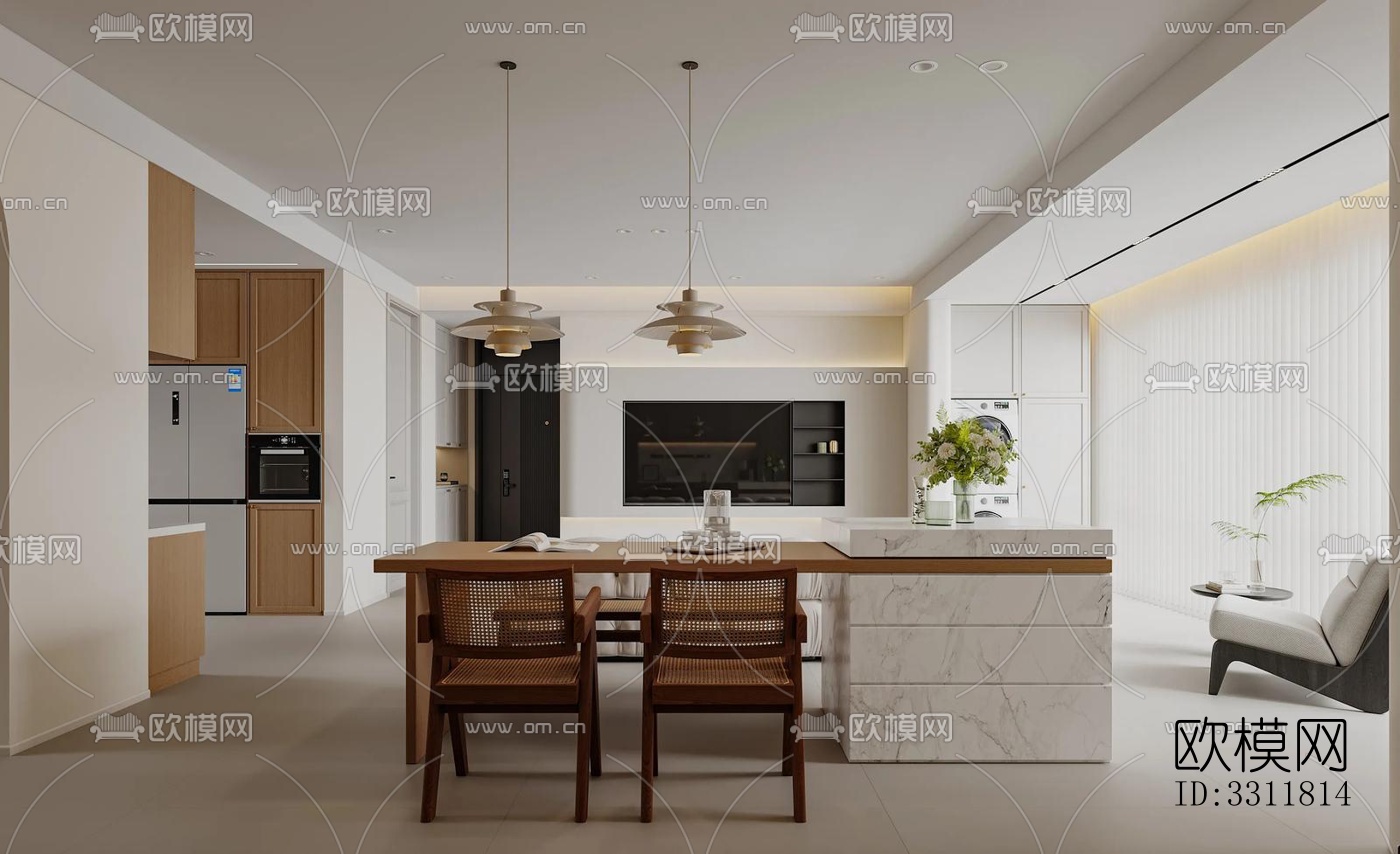 现代客餐厅效果图下载（渲染图4）