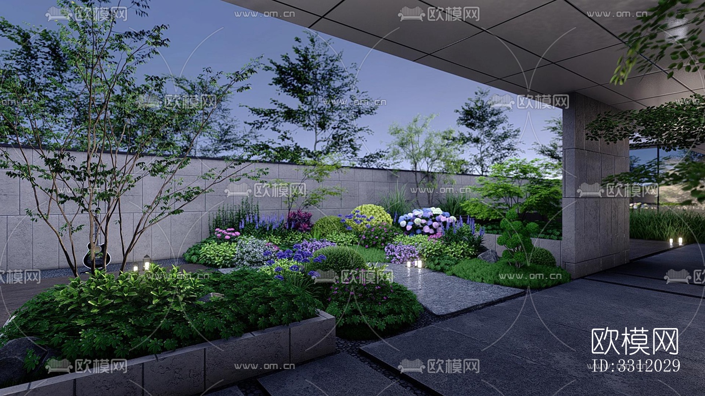 现代阳台花园效果图下载（渲染图2）