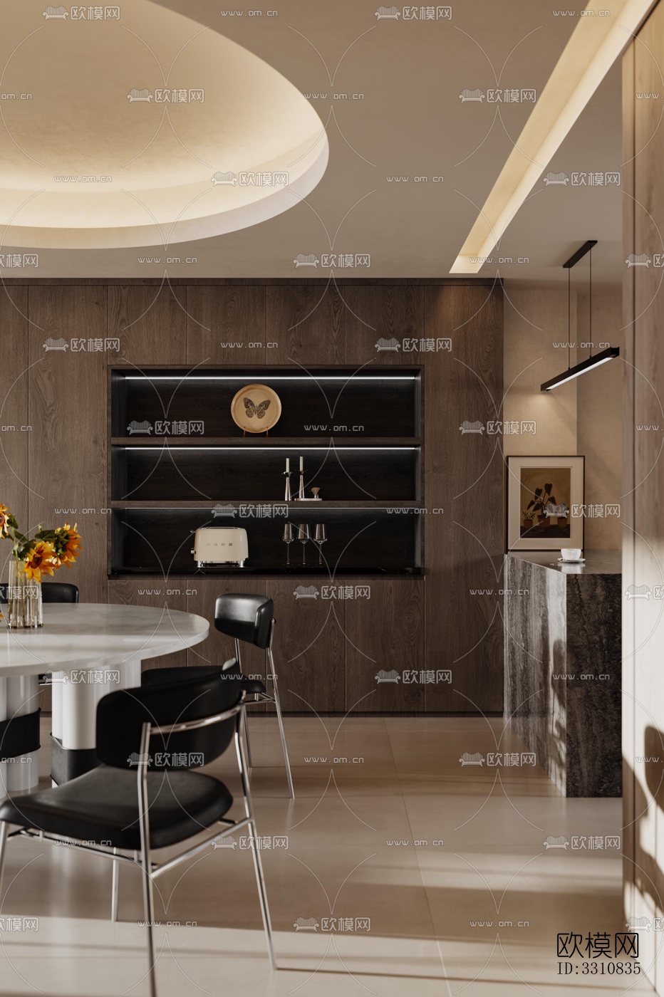 现代客餐厅效果图下载（渲染图3）