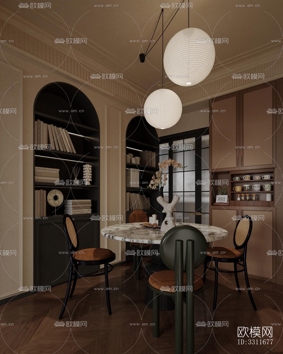 现代客餐厅效果图下载（渲染图5）