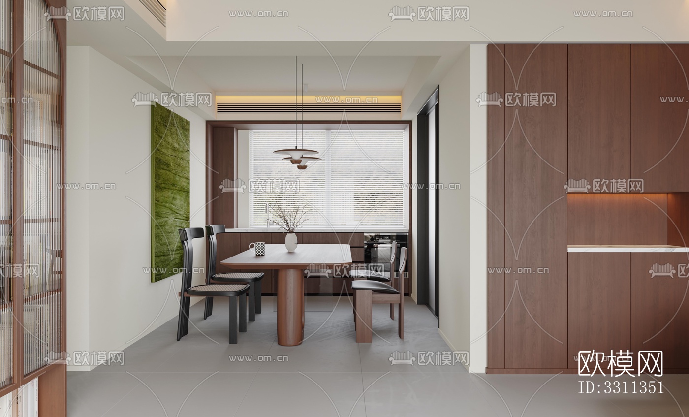 现代客餐厅效果图下载（渲染图2）