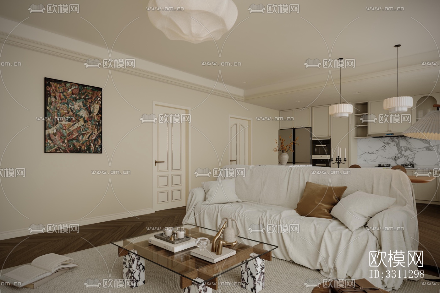 现代客餐厅效果图下载（渲染图12）