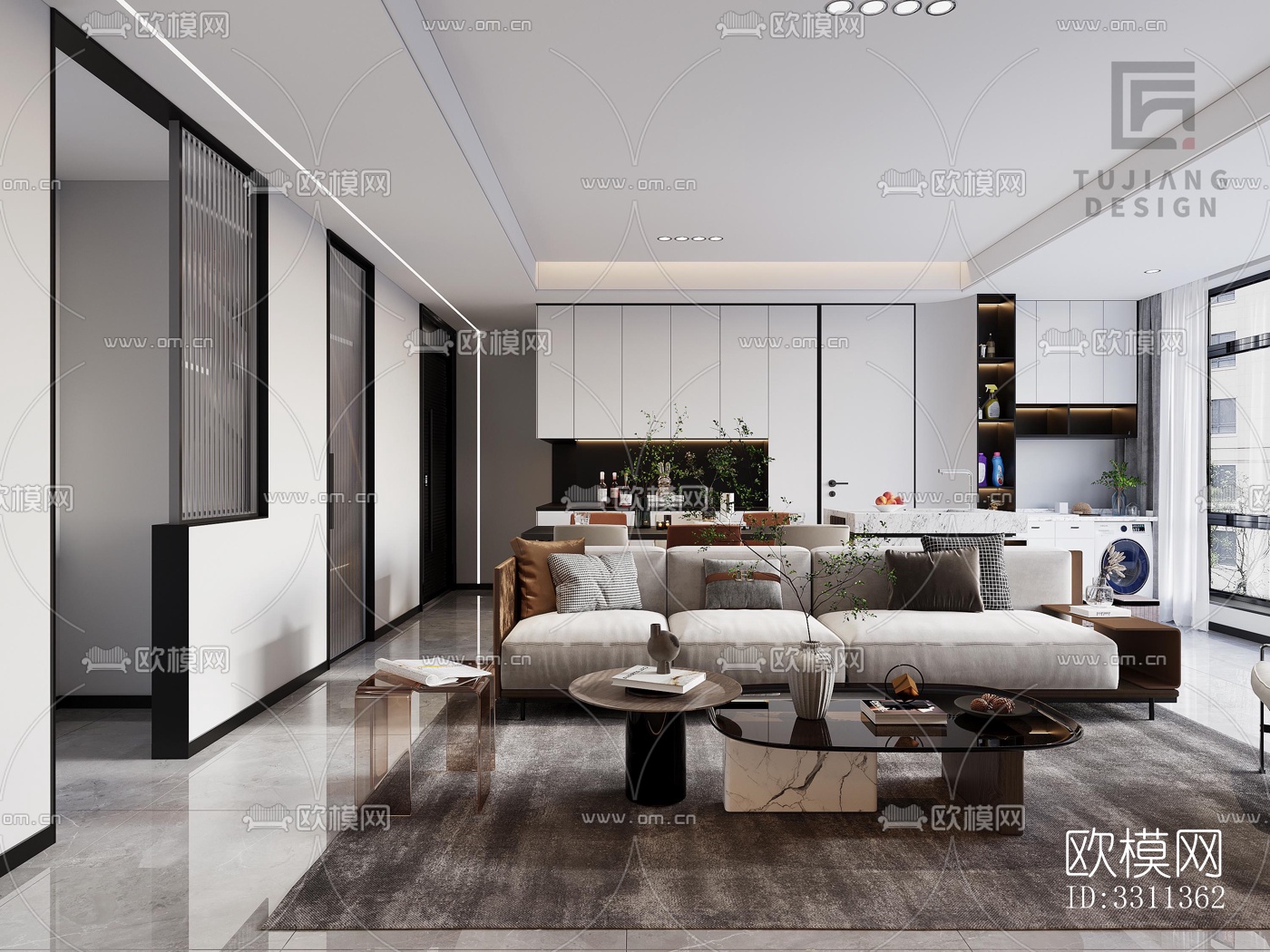 现代客餐厅效果图下载（渲染图7）