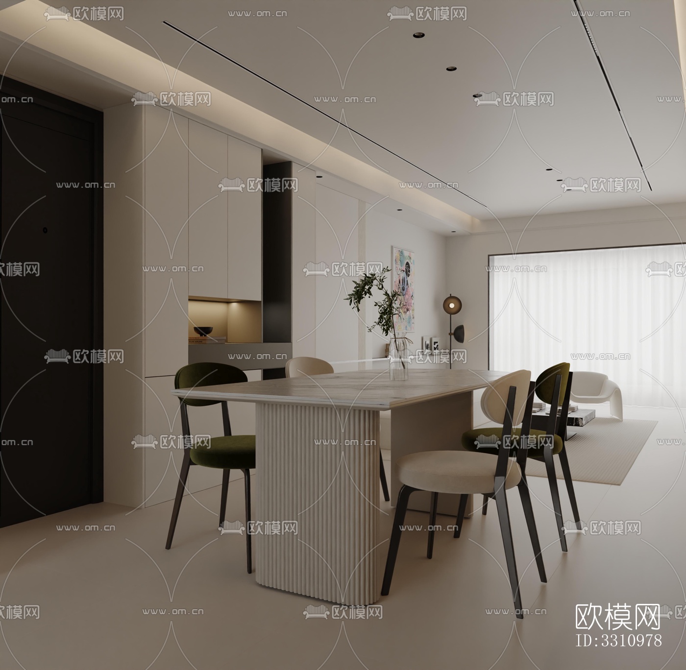 现代客餐厅效果图下载（渲染图5）