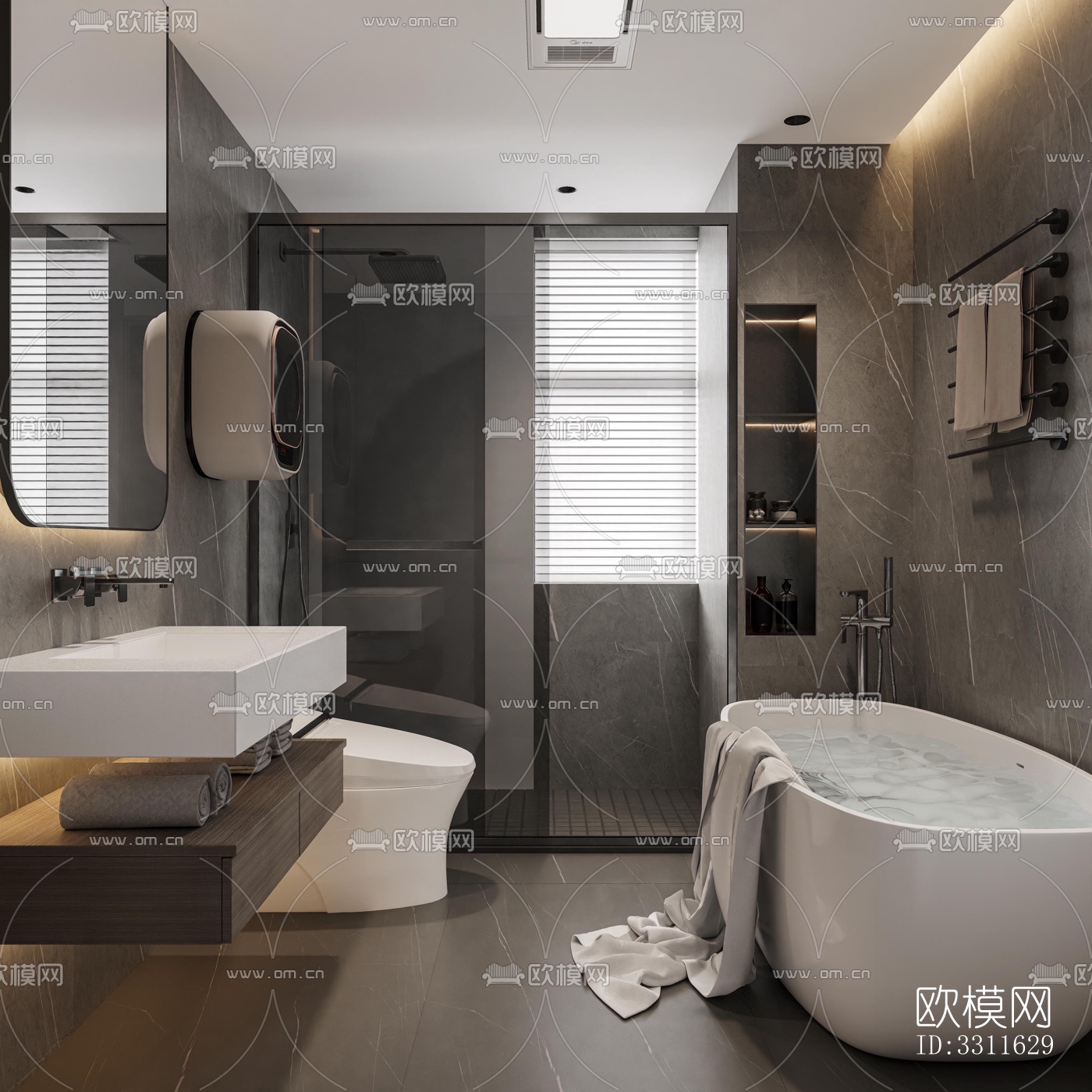 现代客餐厅效果图下载（渲染图3）