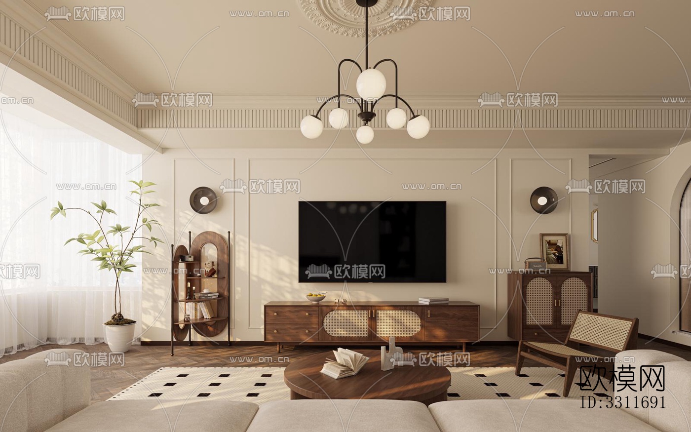 现代客餐厅效果图下载（渲染图5）