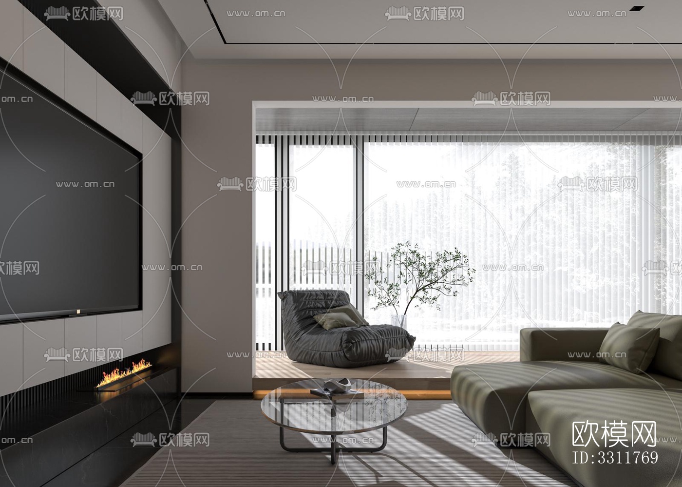 现代客餐厅效果图下载（渲染图6）