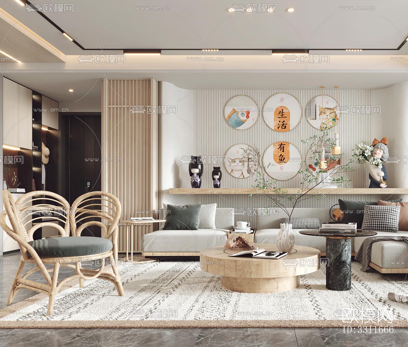 现代客餐厅效果图下载（渲染图4）