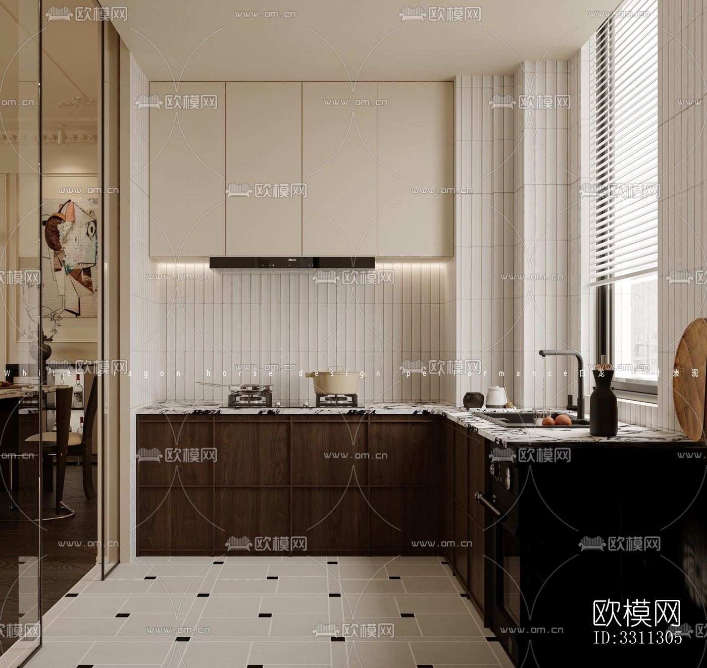 现代客餐厅效果图下载（渲染图6）