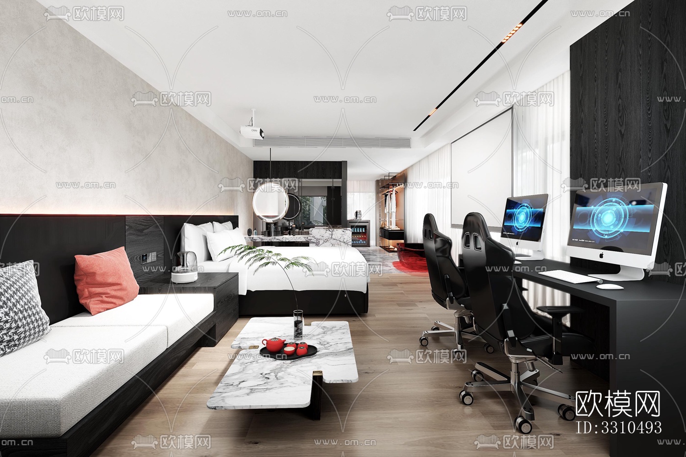 现代酒店民宿效果图下载（渲染图3）