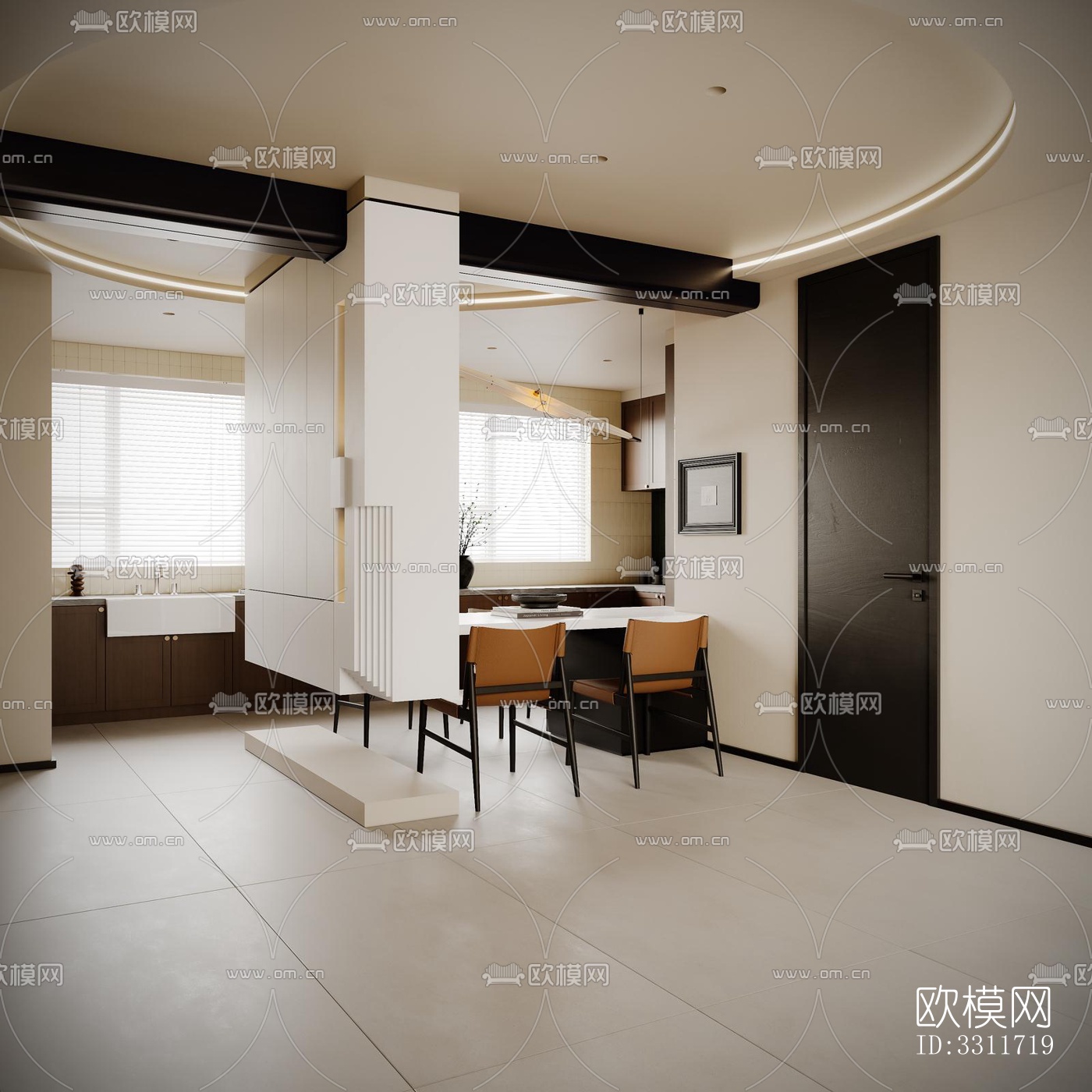 现代客餐厅效果图下载（渲染图9）