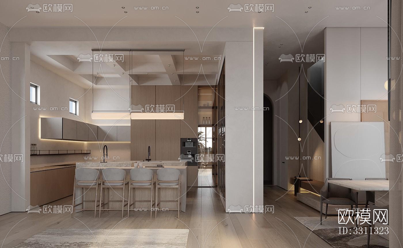 现代客餐厅效果图下载（渲染图8）