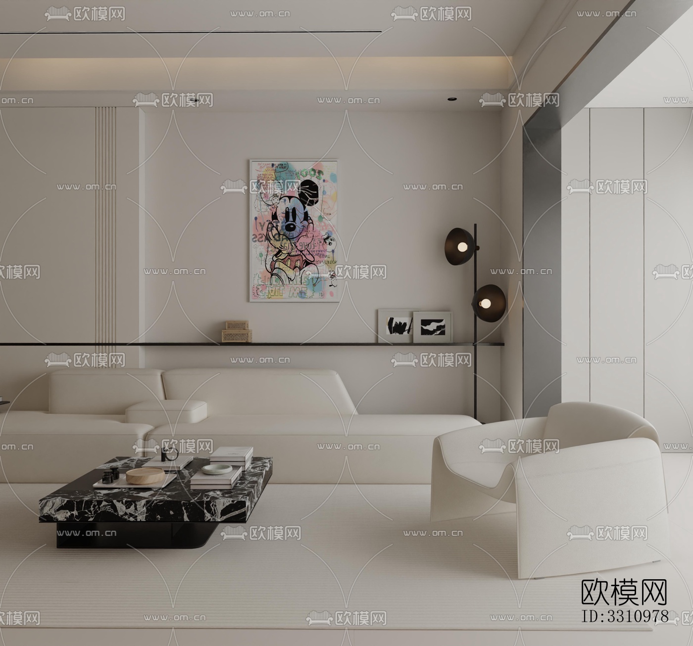 现代客餐厅效果图下载（渲染图4）