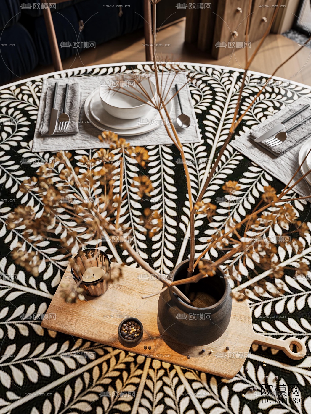 现代客餐厅效果图下载（渲染图8）