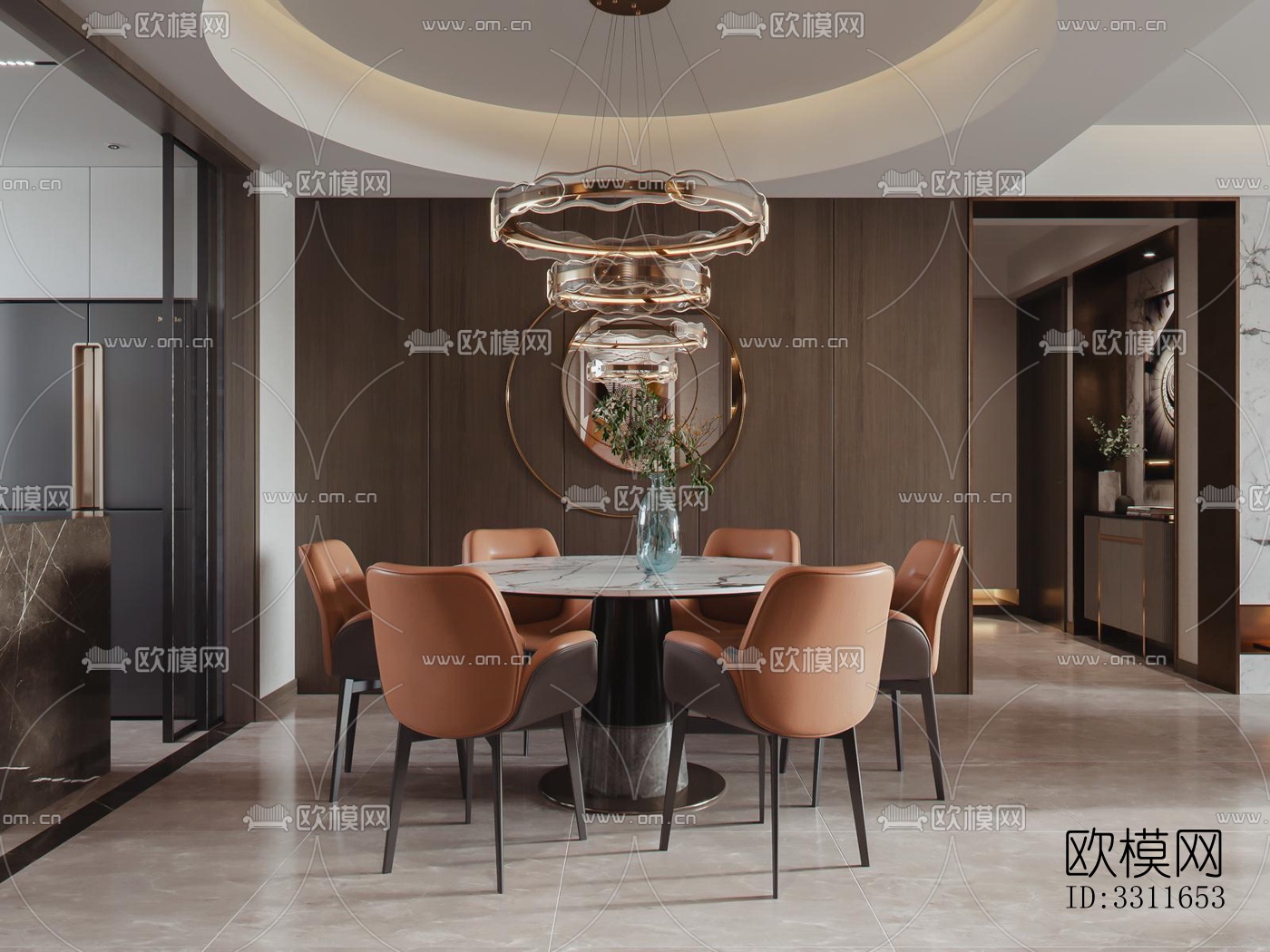 现代客餐厅效果图下载（渲染图12）