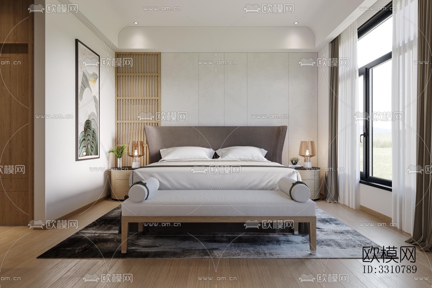 现代卧室效果图下载（渲染图2）
