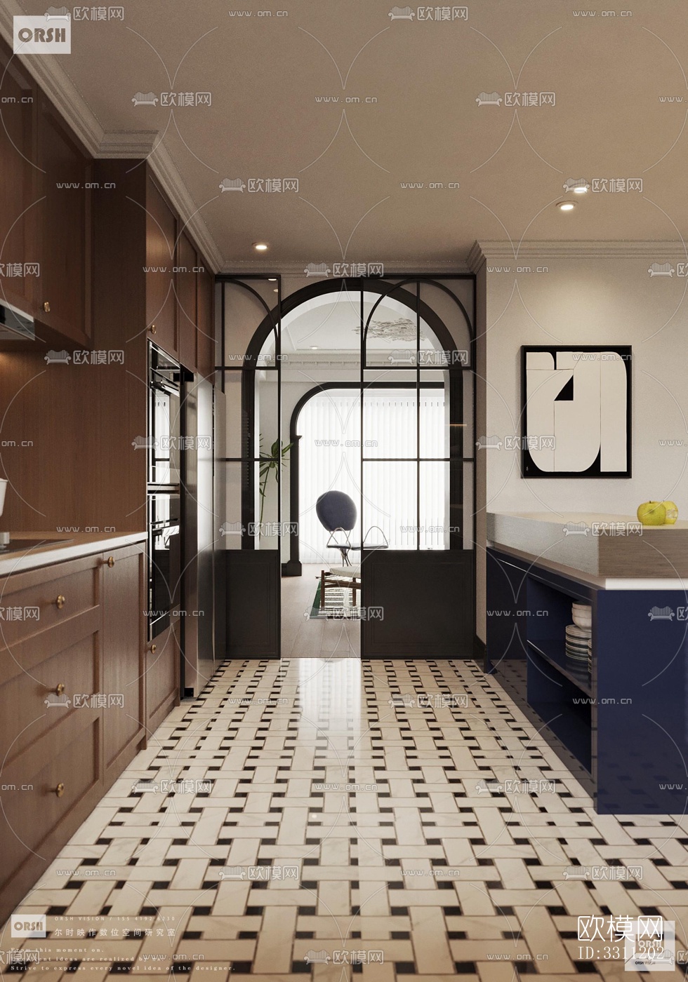 现代客餐厅效果图下载（渲染图9）