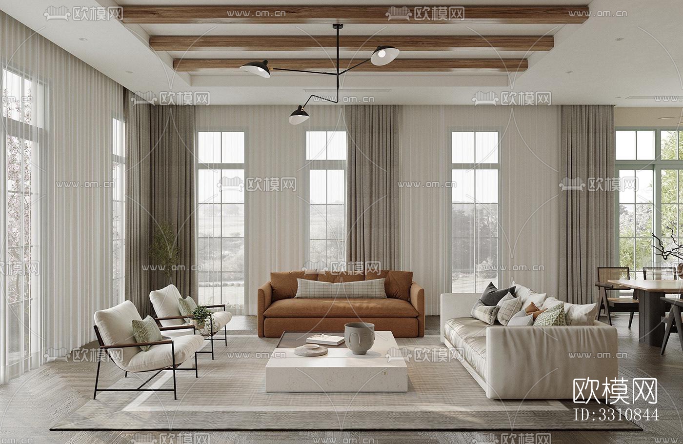 现代客餐厅效果图下载（渲染图5）