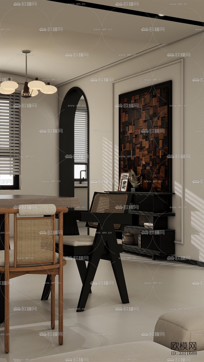 现代客餐厅效果图下载（渲染图4）