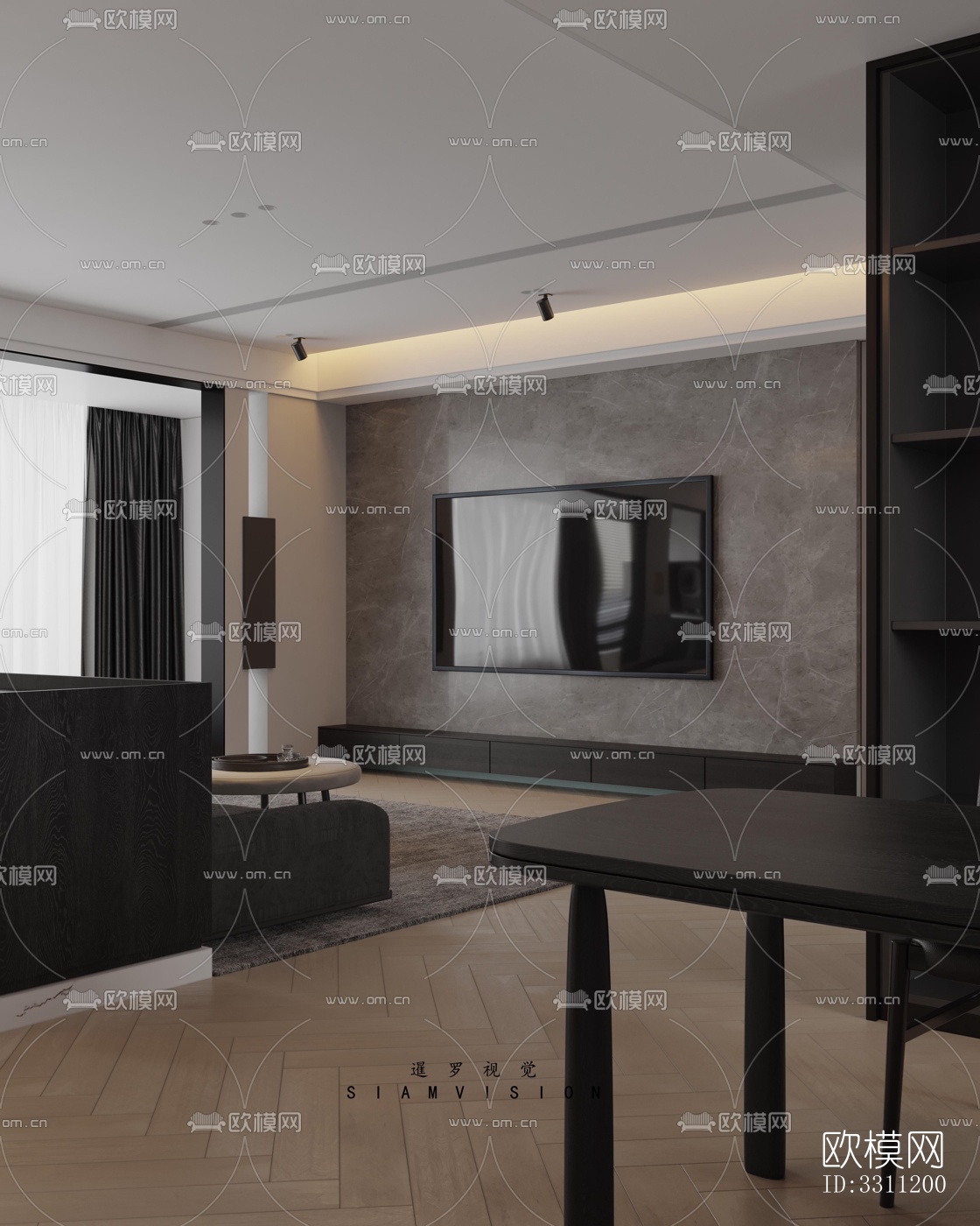 现代客餐厅效果图下载（渲染图16）