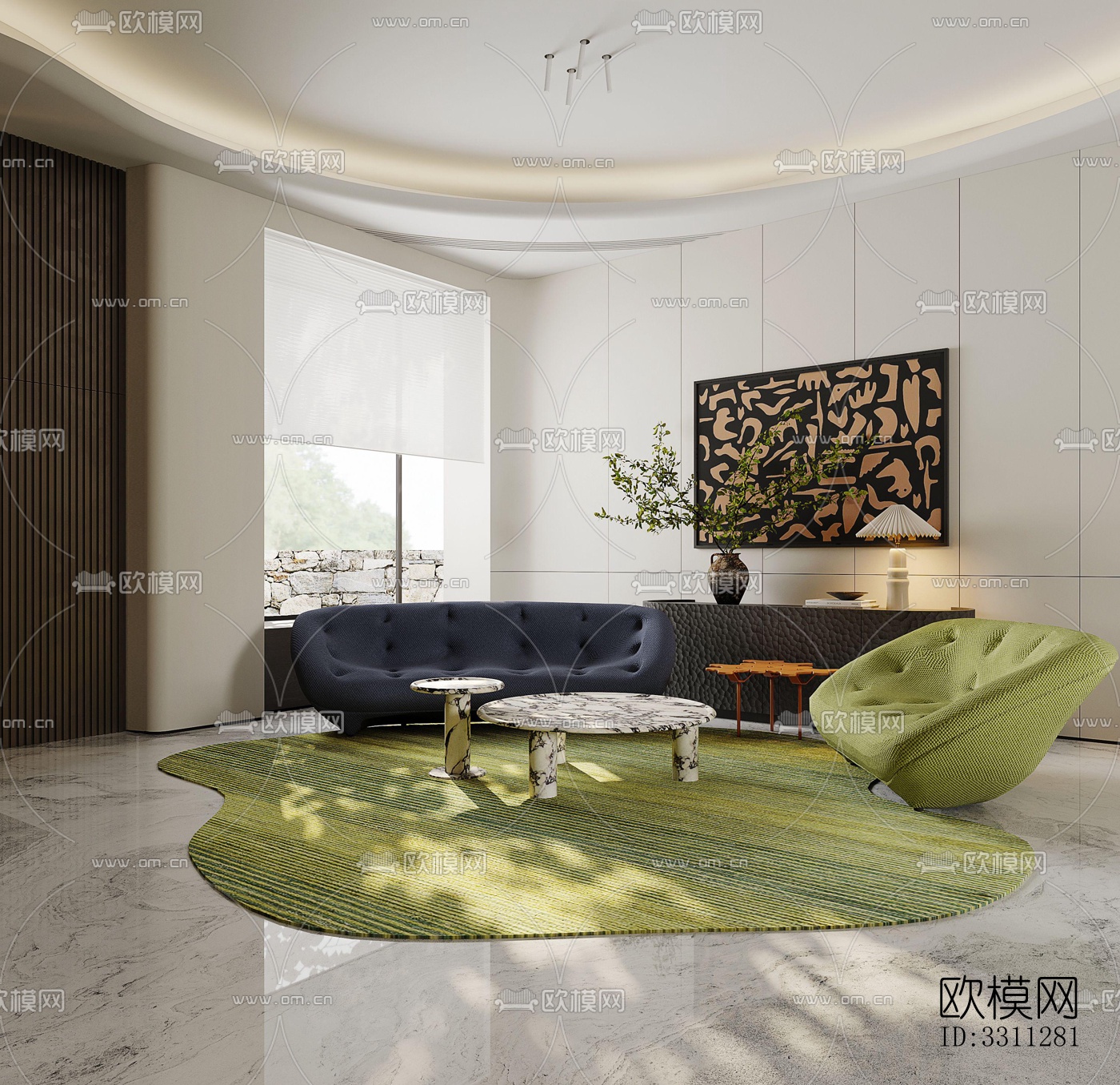 现代客餐厅效果图下载（渲染图3）