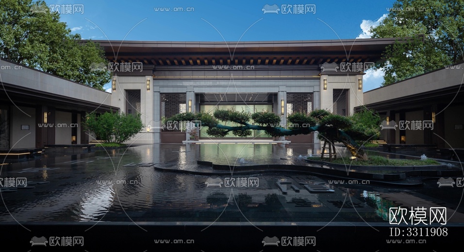 中式陽臺花園效果圖下載(渲染圖2)
