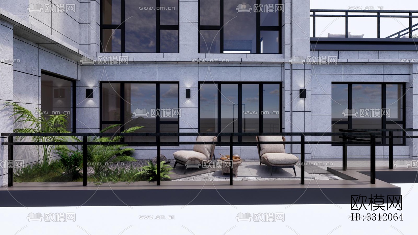 现代阳台花园效果图下载（渲染图4）