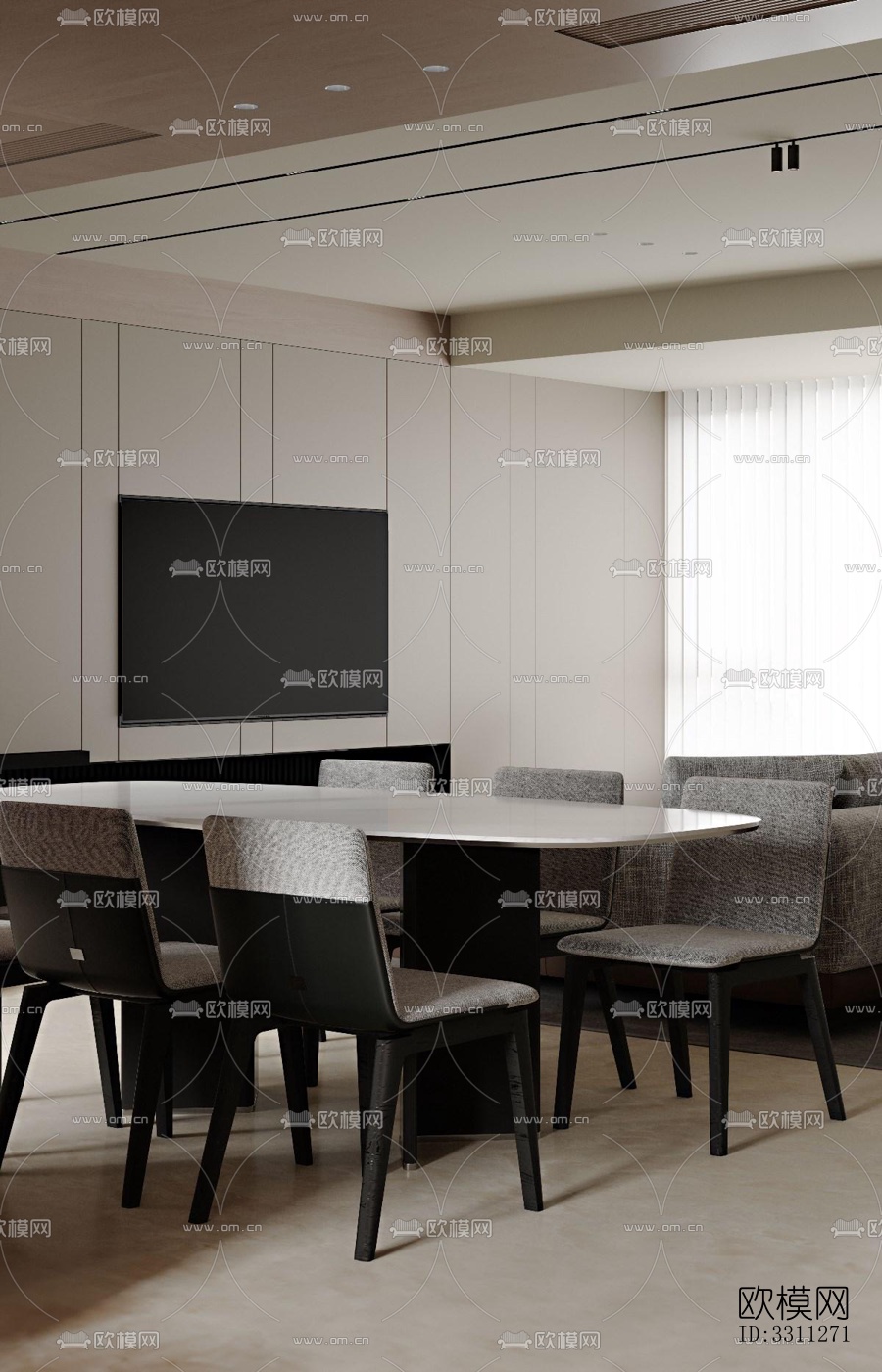 现代客餐厅效果图下载（渲染图4）