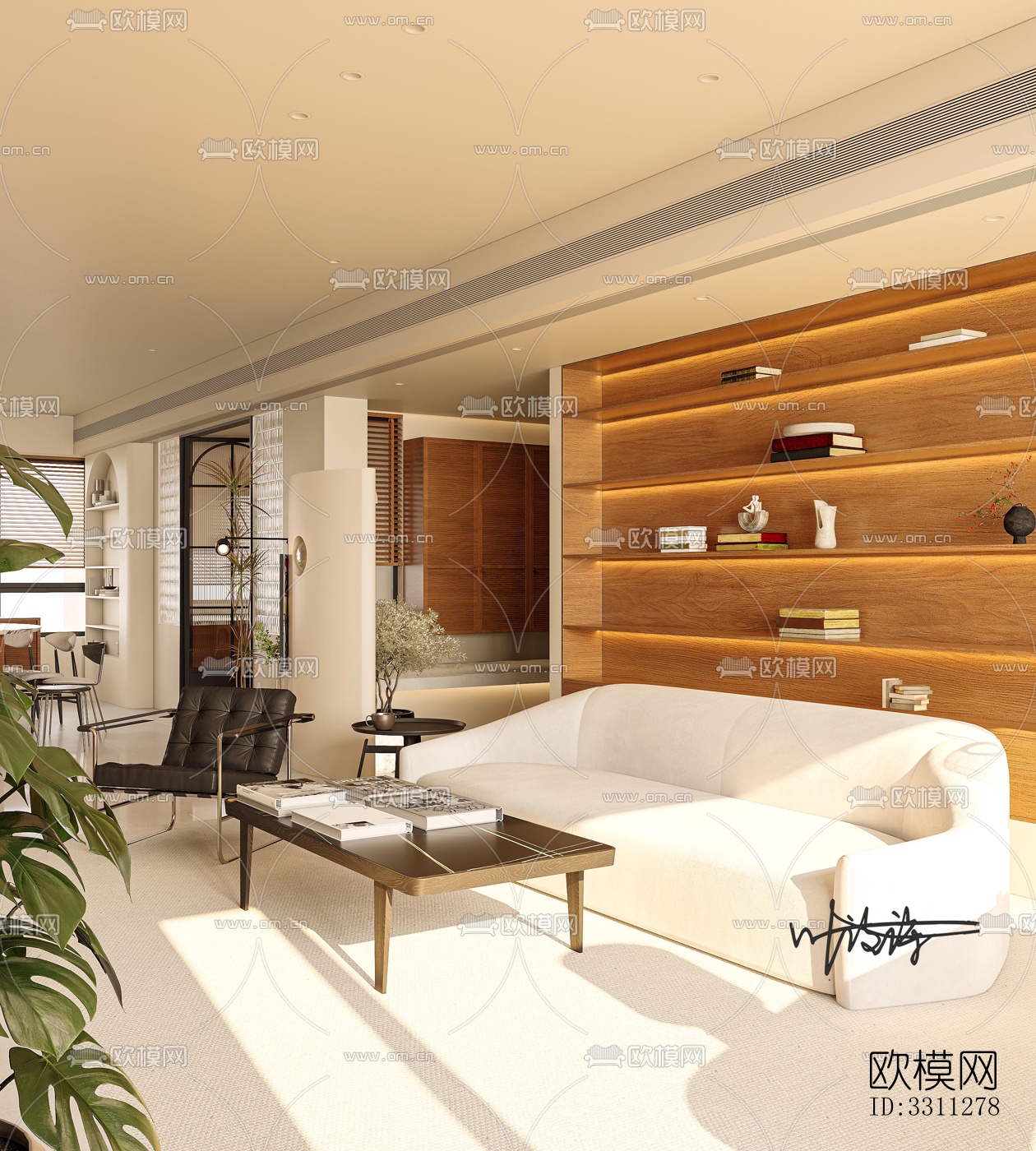 现代客餐厅效果图下载（渲染图2）