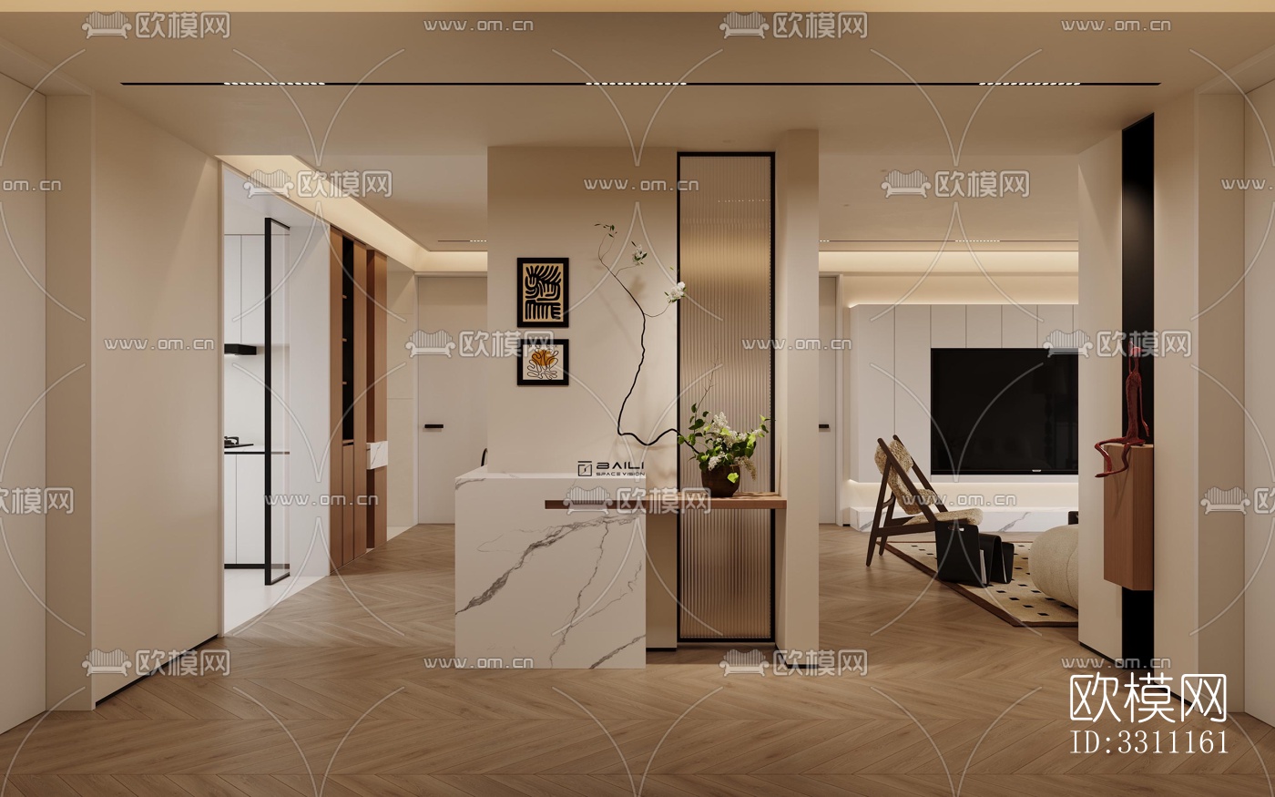 现代客餐厅效果图下载（渲染图6）