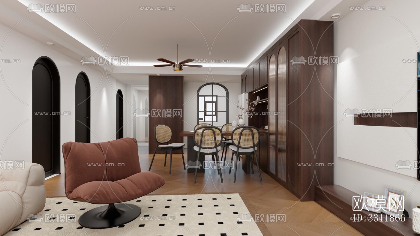 现代客餐厅效果图下载（渲染图5）