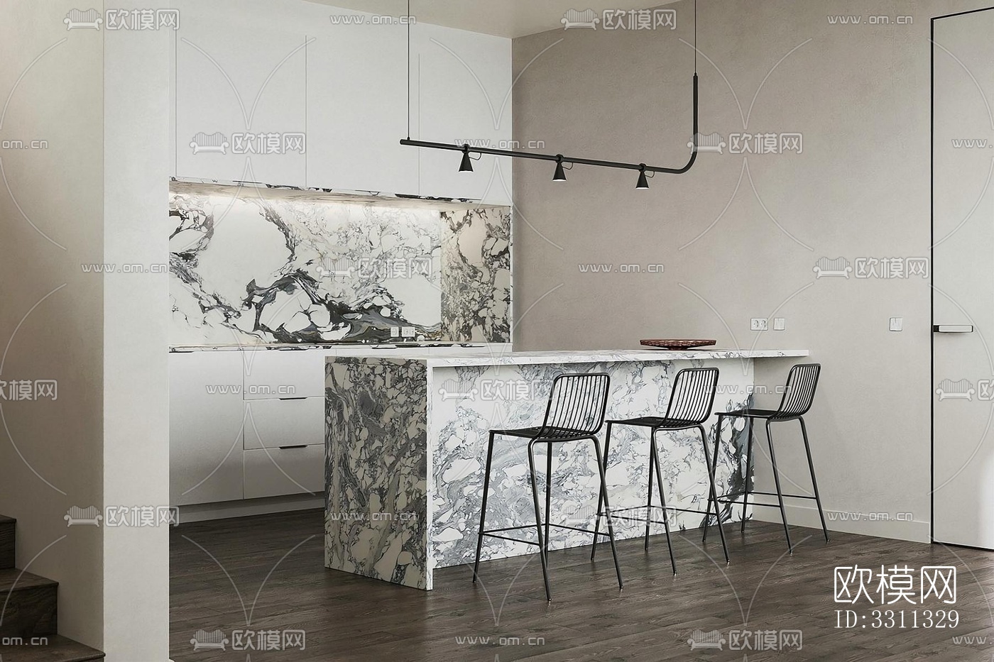 现代客餐厅效果图下载（渲染图5）