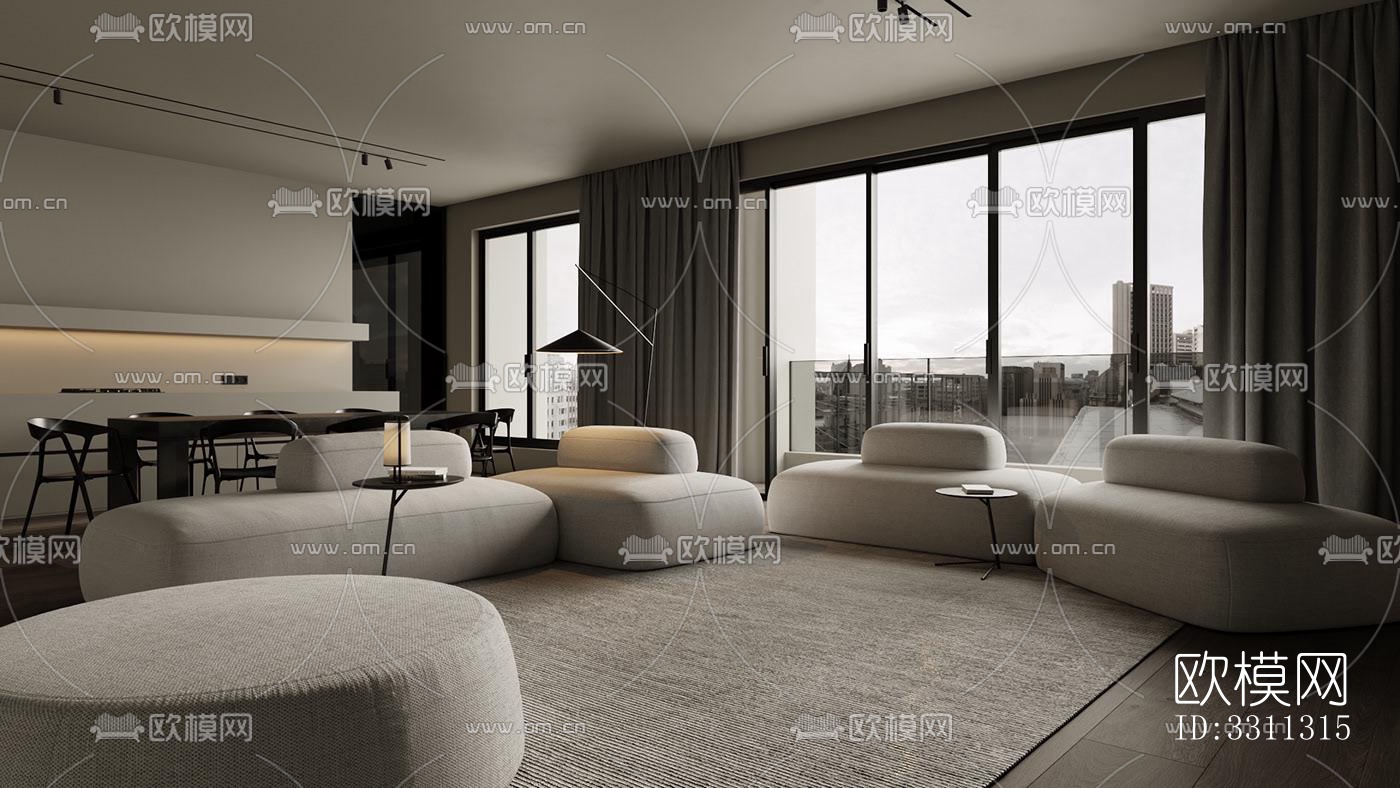 现代客餐厅效果图下载（渲染图7）