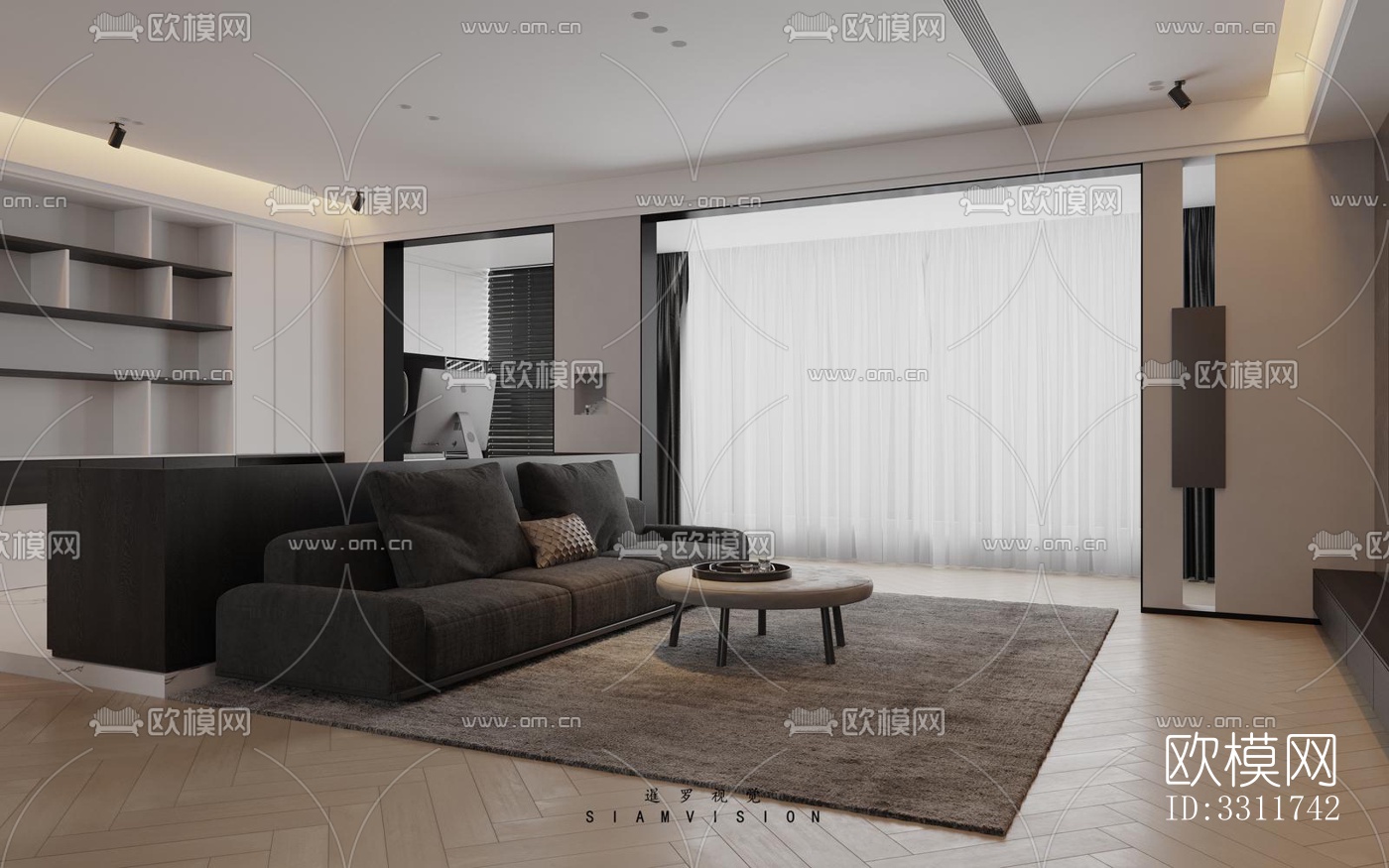 现代客餐厅效果图下载（渲染图2）