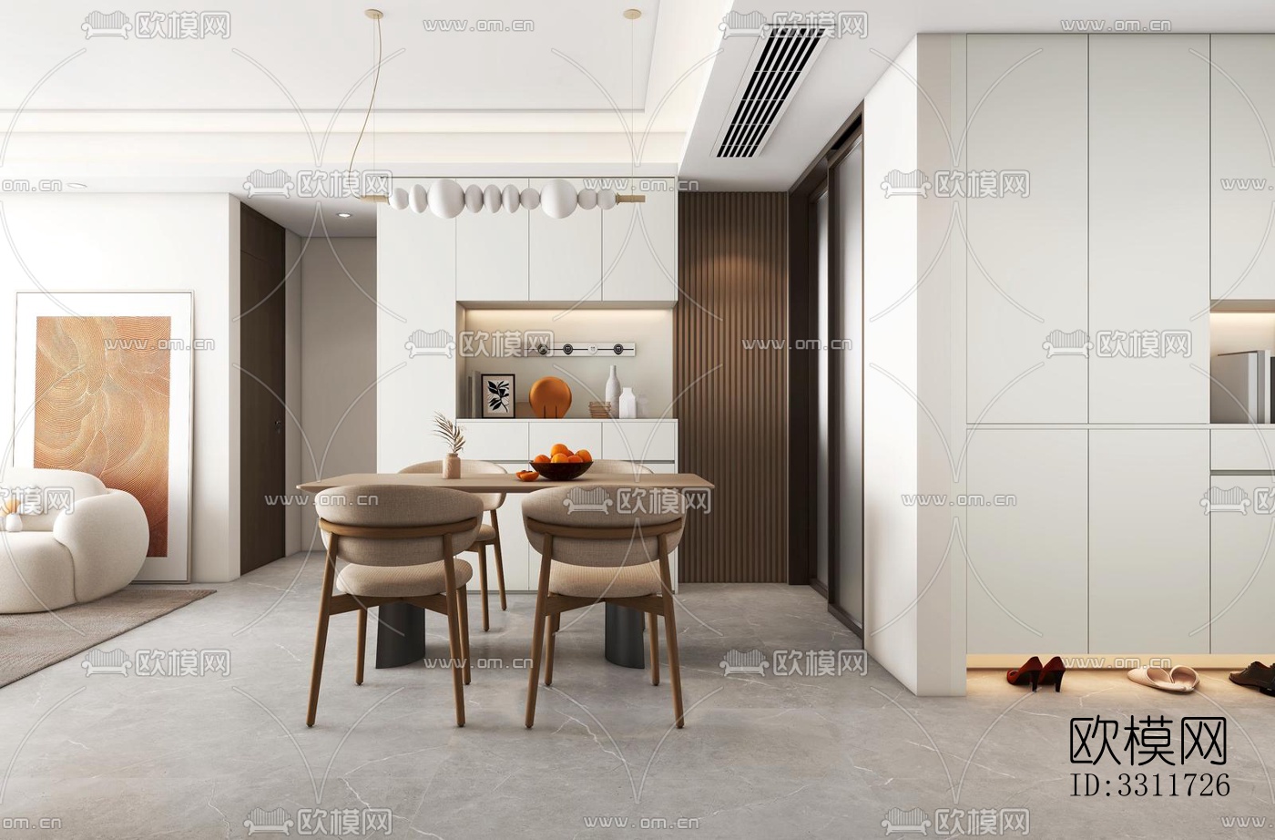 现代客餐厅效果图下载（渲染图2）