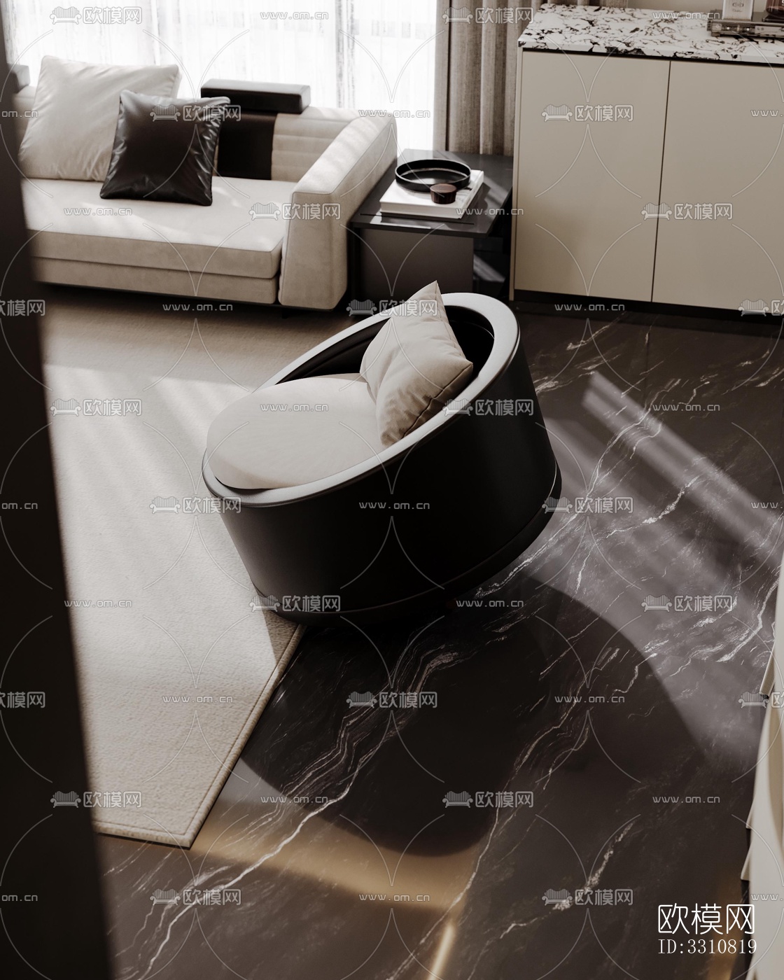 现代客餐厅效果图下载（渲染图9）